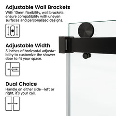 54*76" Frameless Double Sliding Shower Door, Double Shower Door, 3/8″ (10mm) SGCC Tempered Glass, Stainless Steel