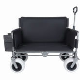 Folding Wagon with Bench Seat & 500 lbs Capacity patent protection -3-in-1 Collapsible Utility Cart with All-Terrain Beach Tires for Camping, Includes 1 ice pack, Beach, Groceries, Outdoor, Black