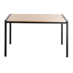 Fuji Contemporary Dining Table in Black Metal with Natural Wood Top by LumiSource