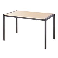Fuji Contemporary Dining Table in Black Metal with Natural Wood Top by LumiSource