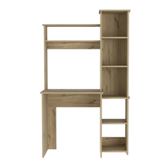 Desk, Five Shelves, Two Superior Shelves, Light Oak
