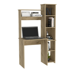 Desk, Five Shelves, Two Superior Shelves, Light Oak