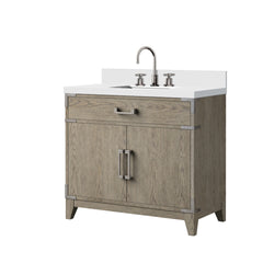 Grey Oak Single Bath Vanity 36 in. W x 22 in. D, Cultured Marble Top, and Faucet Set