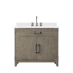 Grey Oak Single Bath Vanity 36 in. W x 22 in. D, Cultured Marble Top, and Faucet Set