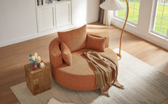 360° Swivel Chair Accent Barrel Chair Swivel Round Sofa Chair with 3 Removable Pillows for Living Room, Bedroom, Office and Hotel, Orange Red