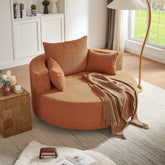 360° Swivel Chair Accent Barrel Chair Swivel Round Sofa Chair with 3 Removable Pillows for Living Room, Bedroom, Office and Hotel, Orange Red