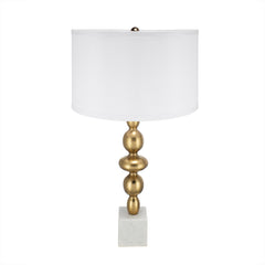 D15x29.5" Gold and White Table Lamp with Round Four Tiered Body(Lamp Shade Assembly Required)