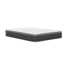 12 in. Twin Size Pocket Spring Hybrid Mattress in a Box, Plush Euro Top Gel Memory Foam Mattress, White/Gray