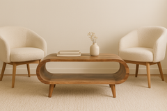 Amaya Nordic Style Oak-ish Coffee Table, Nordic Lega, Open storage