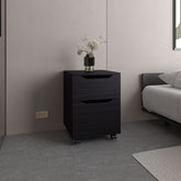 Ethan Open Shelves Nightstand With One Door, Modern Bedside Table For Bedroom Storage, Black