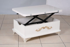 Rio Smart Coffee Table For Living Room, Adjustable Height Coffee Table, 1001 White