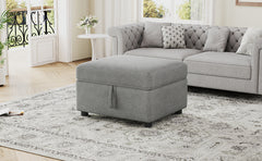 26.6" Ottoman Movable Storage Ottoman Footrest for Living Room, Bedroom, Gray