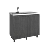 Napoles Utility Sink Complete with Faucet, Freestanding Base with Legs and Deep Stainless Steel Basin, Modern Multi-Purpose Sink for Kitchen, Laundry or Utility Room, Smoke Gray