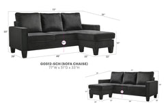 Jessica G0512-SCH Sofa Chaise , BLACK