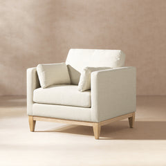 Knox 36" Modern Farmhouse Arm Chair, Flax White Linen