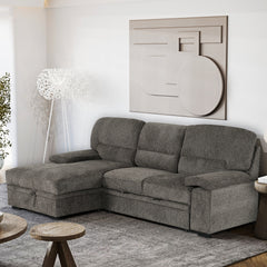 Convertible Sectional Sofa L-Shaped Couch with Storage Chaise, Living Room Sofa Bed, Grey