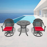 3-Piece All-Weather Cast Aluminum Dining Set, Include 2 Swivel Chairs and 30.71" Round Table With Black Frame