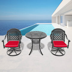 3-Piece All-Weather Cast Aluminum Dining Set, Include 2 Swivel Chairs and 30.71" Round Table With Black Frame
