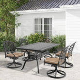 5-Piece All-Weather Cast Aluminum Dining Set, Include 4 Swivel Chairs and Rectangular Table With Black Frame (same sku:W1710S00455)