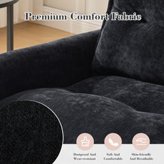 UNITED WE WIN Swivel Barrel Chair - Mid Century Modern Chair, Thick Padded Arm Chair with Solid Metal Base, Comfortable Single Sofa Chair, Swivel Accent Chair for Living Room Bedroom