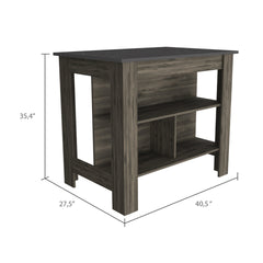 Cala Kitchen Island, Four Legs, Three Shelves -Dark Brown / Onyx