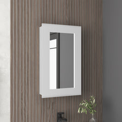 Juno 25.7" H x 15.7" W Narrow Mirror Medicine Cabinet, One door with Three interior Shelves for Bathroom, Kitchen White
