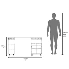 Keller Extendable Desk, White/Dark Walnut