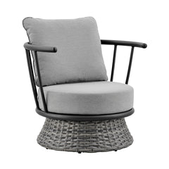 Novante Wicker and Aluminum Outdoor Chair in Black and Dark Gray