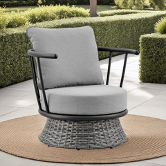 Novante Wicker and Aluminum Outdoor Chair in Black and Dark Gray
