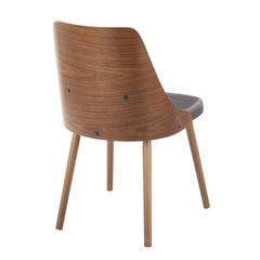 Anabelle Mid-Century Modern Chair in Walnut Wood and Brown Faux Leather by LumiSource (Set of 2)