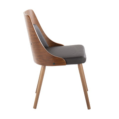 Anabelle Mid-Century Modern Chair in Walnut Wood and Brown Faux Leather by LumiSource (Set of 2)