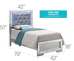 Madison G6600A-TB Twin Bed , Silver Champagne