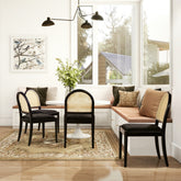 Panama 18.5" Curved Resin Cane Rattan Side Dining Chair, Set of 2, Ebony Black Boucle
