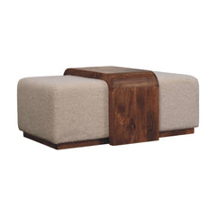 Solid Wood Arden Bench Duo,Boucle seats,Warm Tone