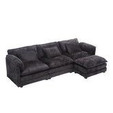 UNITED WE WIN 112" Oversized Sectional Sofa Cloud Couch for Living Room, Modern Chenille L Shaped Couch, Comfy Boucle Modular Sofa Sleeper with Moveable Ottoman & Memory Foam