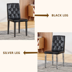 4-pack black PU dining chairs: ergonomic buckle backrest, 35 inches high, silver metal legs,Combines Comfort and Texture.Perfectly suitable for family dining rooms, hotel banquet halls,etc.W1151P29570