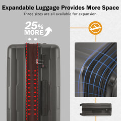 2 Piece Luggage Set with Bags Expanable Spinner Wheels ABS Lightweight Suitcase with TSA Lock 20inch+28inch
