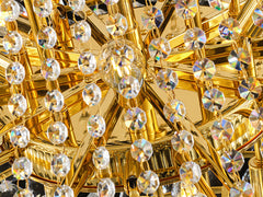 32-Inch Gold Crystal Chandelier, 27-Light French Empire Ceiling Light with LED Bulbs, Adjustable 59-Inch Chain, 3000K Warm Light, Ideal for Living Room, Dining Room, and Foyer