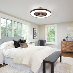 23" Bedroom Fan Light with Remote Control, Dimmable, 8 Blades, Reversible DC Motor, with LED Light