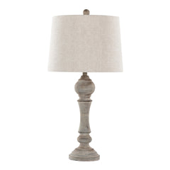 Winston 32" Farmhouse Poly Table Lamp in Reclaimed Grey Polyresin with Oat Linen Shade from Grandview Gallery by - Set of 2