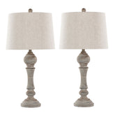 Winston 32" Farmhouse Poly Table Lamp in Reclaimed Grey Polyresin with Oat Linen Shade from Grandview Gallery by - Set of 2