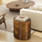 Nebula 20" Accent Oval Pillar Side Table, Medium Brown Walnut Burl Wood