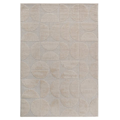 Step Collection High-Low Beige Indoor Area Rug, 6'7''x9', Modern, Contemporary, Geometric, Bohemian, Bedroom, Kitchen, Living Room, Non Shedding Carpet