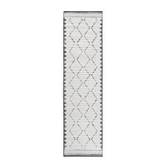 Step Collection High-Low Trellis Cream/Anthracite Indoor Runner Rug, 2'2''x8', Modern, Contemporary, Geometric, Bohemian, Bedroom, Kitchen, Living Room, Hallway, Non Shedding Carpet