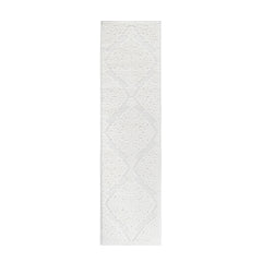 Step Collection High-Low Medallion Cream/Cream Indoor Runner Rug, 2'2''x8', Modern, Contemporary, Geometric, Bohemian, Bedroom, Kitchen, Living Room, Hallway, Non Shedding Carpet