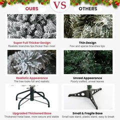 4FT Flocked Christmas Tree – Snowy PVC Artificial Holiday Tree with 233 Tips, Compact Full Shape, Sturdy Metal Stand, Christmas Tree for Home, Office, or Apartment Decoration