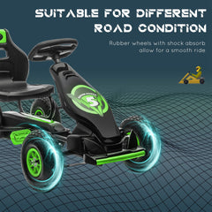 Aosom Kids Pedal Go Kart Ride-on Toy with Ergonomic Comfort, Pedal Car with Tough, Wear-Resistant Tread, Go Cart Kids Car for Boys & Girls with Suspension System, Safety Hand Brake, Ages 5-12, Green