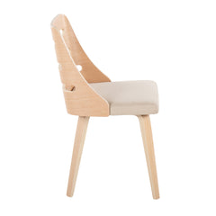 Trevi Mid-Century Modern Dining/Accent Chair in Natural Wood with Cream Fabric by LumiSource