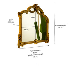35'' VITI Mirror, Baroque Revival Style PU Mirror with An Ornate Golden Frame, Suitable for Bathroom, Bedroom, Living Room, Corridor, Entryway, etc.
