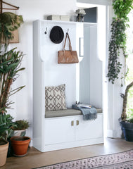 Buck II White High Gloss Finish Hall Tree